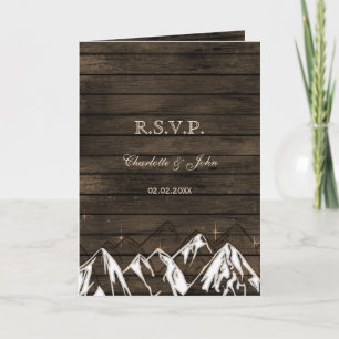 Barnwood Camping Rustic Mountains Wedding rsvp Invitation