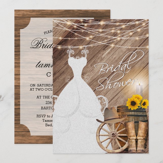 Barnwood Country Bridal Shower Invitation (Front/Back)