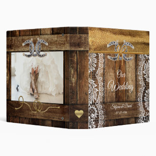 Barnwood Country Lace & Horseshoes Wedding Binder