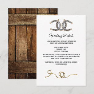 Barnwood, Country Lace & Horseshoes Wedding Enclosure Card