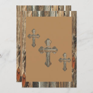 Barnwood Crosses With Ropes And Conchos Invitation