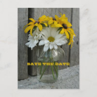 Barnwood, Daisies, Black Eyed Susans Save The Date
