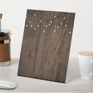 Barnwood Fairy Lights Pedastal Bar Menu Pedestal Sign
