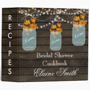 barnwood fall maple leaves Mason Jar Recipe Folder Binder
