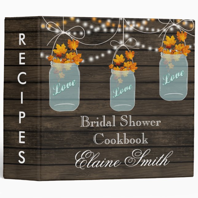 barnwood fall maple leaves Mason Jar Recipe Folder Binder (Front/Spine)