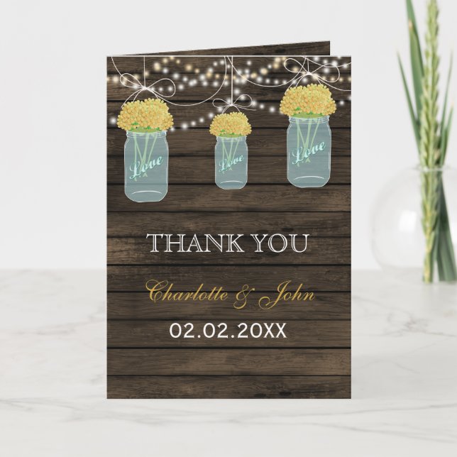 Barnwood jaune floral mât jarres Merci (Devant)