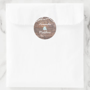 Barnwood Lights Aqua Personalized Classic Round Sticker