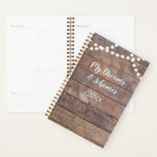Barnwood Lights Aqua Rustic Personalized Day Planner