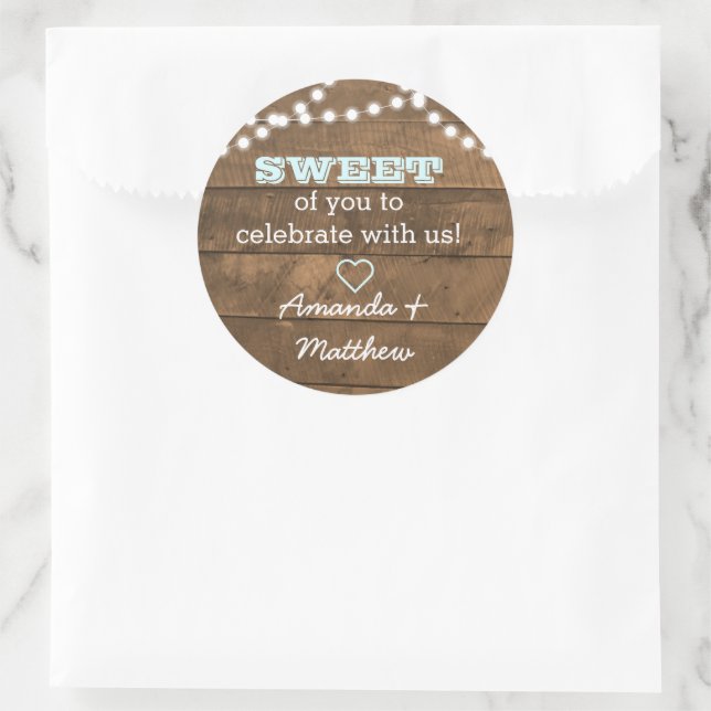 Barnwood Lights Aqua Sweet Treat Bag Sticker (Bag)