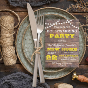 Barnwood Lights Gold House Invitation