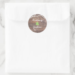 Barnwood Lights Green Personalized Classic Round Sticker