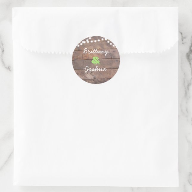 Barnwood Lights Green Personalized Classic Round Sticker (Bag)
