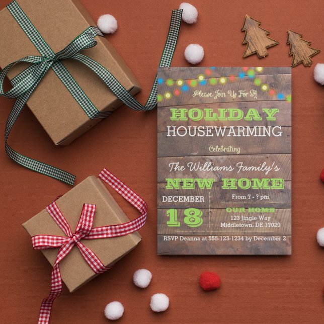 Barnwood Lights Holiday Houclier Invitation (Créateur téléchargé)