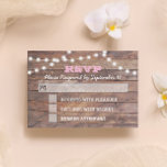 Barnwood Lights Pink Bat Mitzvah RSVP Card<br><div class="desc">These rustic chic RSVP Cards are perfect for any Bat Mitzvah celebration. Each line of text is fully customizable to say just what you want!

Matching products available in the Bat Mitzvah Celebration Collection.</div>