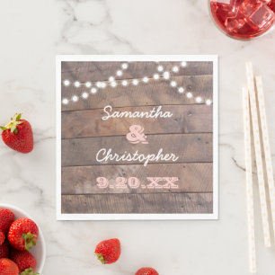 Barnwood Lights Pink Personalized Napkin