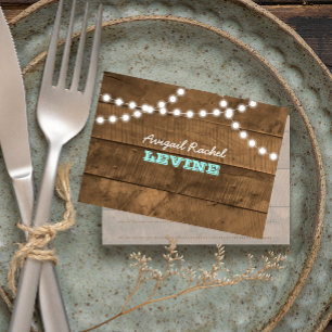 Barnwood Lights Teal Bat Mitzvah Note Card