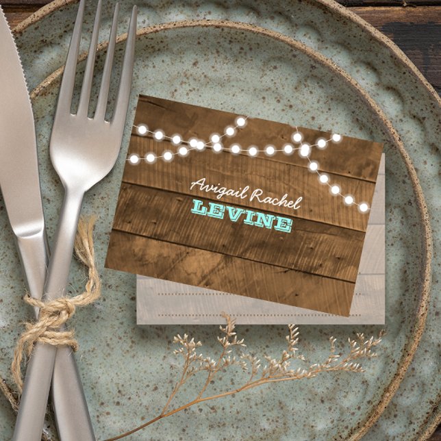 Barnwood Lights Teal Bat Mitzvah Note Card (Creator Uploaded)