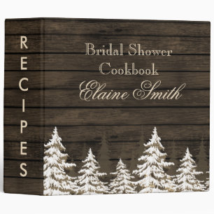 Barnwood Pine trees winter wedding Recipe Folder Binder