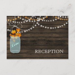 Barnwood Rustic fall mason jars reception invite