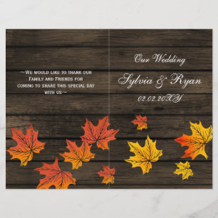 barnwood rustic fall wedding programs folded
