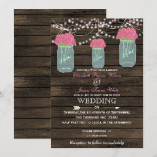 Barnwood, Rustic mason jar wedding invitations