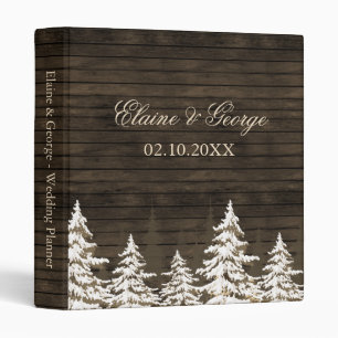Barnwood Rustic Pine trees winter wedding Planner Binder