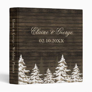 Barnwood Rustic Pine trees winter wedding  Planner Binder