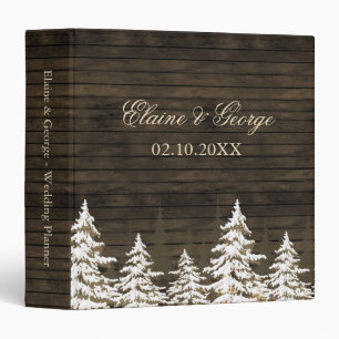 Barnwood Rustic Pine trees winter wedding Planner Binder