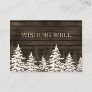 Barnwood Rustic Pine trees, winter wishing well Enclosure Card