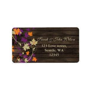 Barnwood Rustic plum fall leaves address label