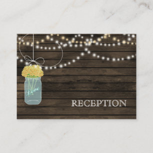 Barnwood Rustic yellow mason jars reception invite