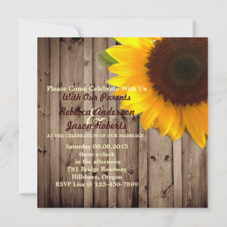 barnwood sunflower wedding country wedding invitation