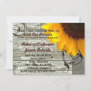 barnwood sunflower wedding country wedding invitation