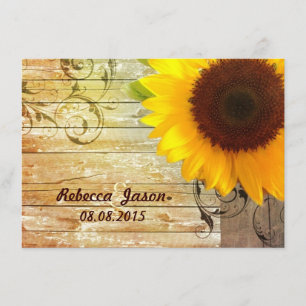 barnwood sunflower wedding country wedding invitation