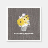 Barnwood + Tin Can Of Wildflowers Wedding Napkins