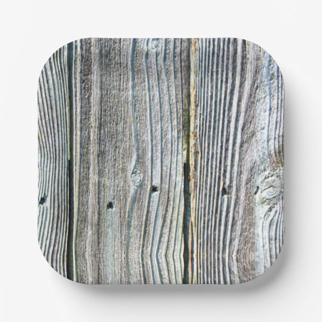 Barnwood wood grain tree bark rustic distressed  paper plate (Front)