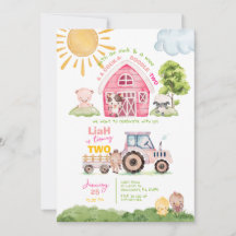 Barnyard 2nd Birthday Invitation