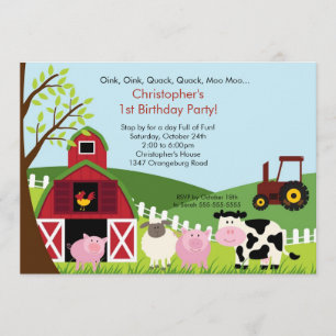 Barnyard Animal Fun Birthday Party Invitation