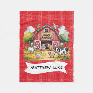 Barnyard Animals 1st. Birthday Party Gift Fleece Blanket