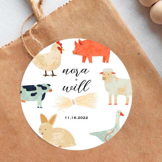 Barnyard Animals - Baby Shower Favour Sticker (Creator Uploaded)