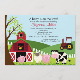 Barnyard Animals Baby Shower Invitation