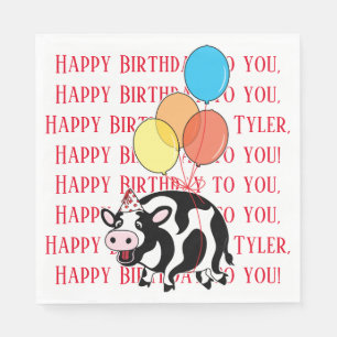 Barnyard Animals Cow Birthday Party Napkin