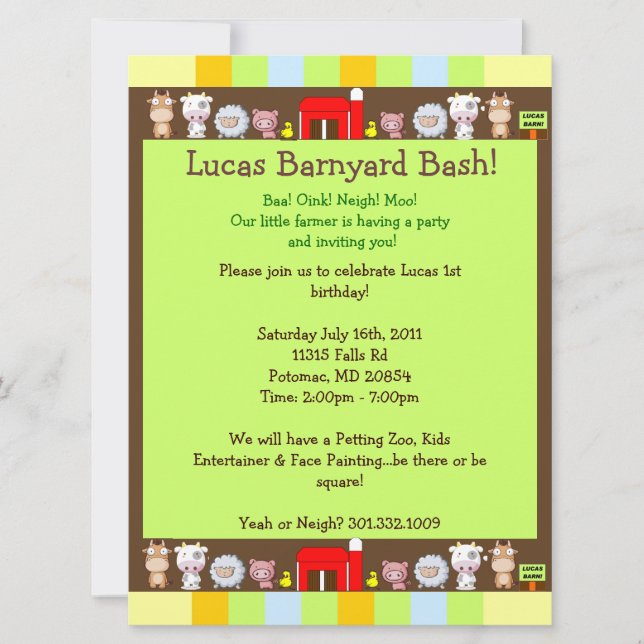 Barnyard Bash Invitation (Front)
