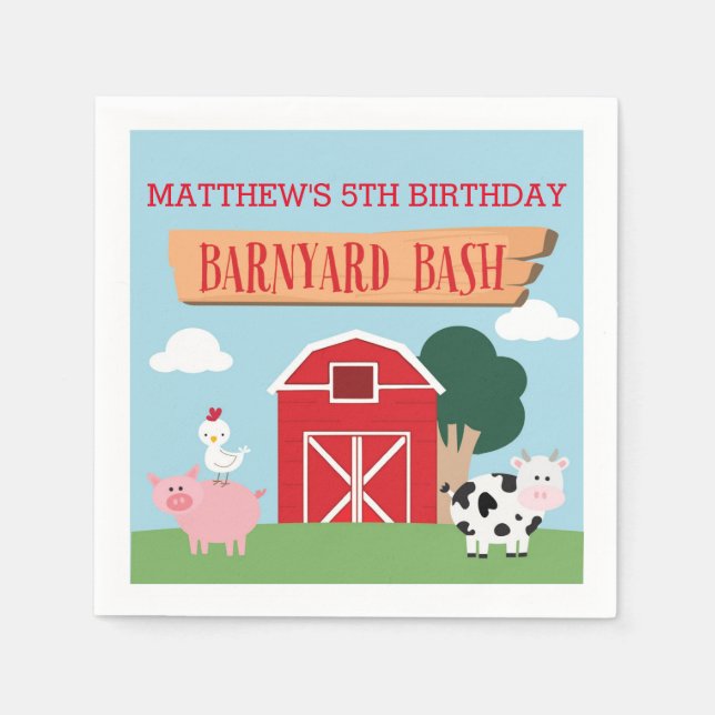 Barnyard Birthday Bash/Party Napkin (Front)