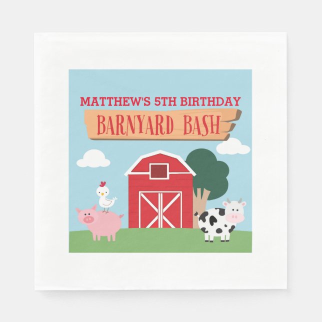 Barnyard Birthday Bash/Party Napkin (Front)