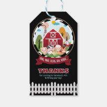 Barnyard Birthday Favour Tags