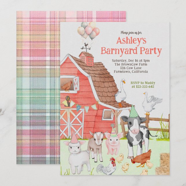 Barnyard Birthday Invitation (Front/Back)