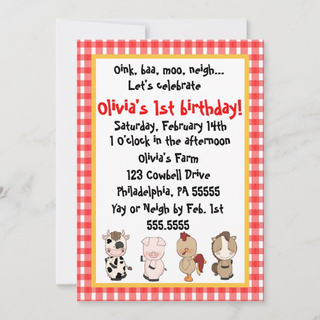 Barnyard Birthday Invitation (Front)