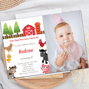 Barnyard birthday invitations with photo