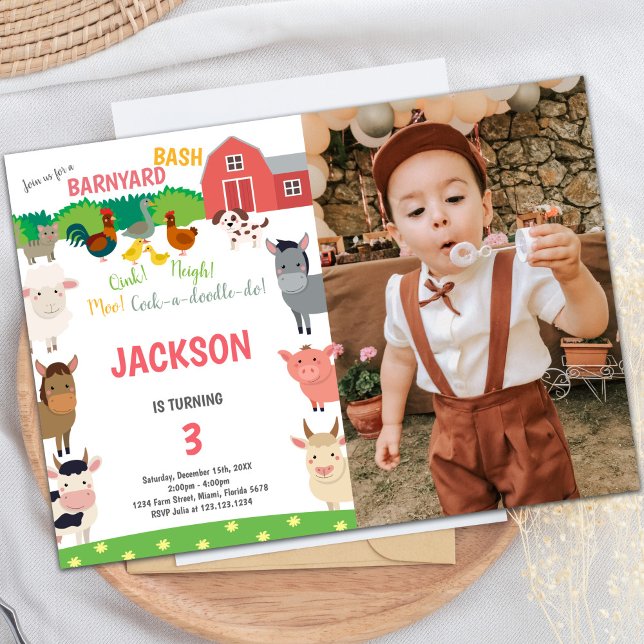Barnyard birthday invitations with photo (Barnyard birthday invitations with photo)
